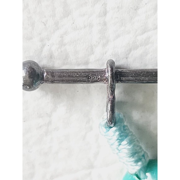 Vintage 925 Sterling Genuine TURQUOISE Chip 8 Strand Necklace Toggle Clasp - Picture 6 of 9